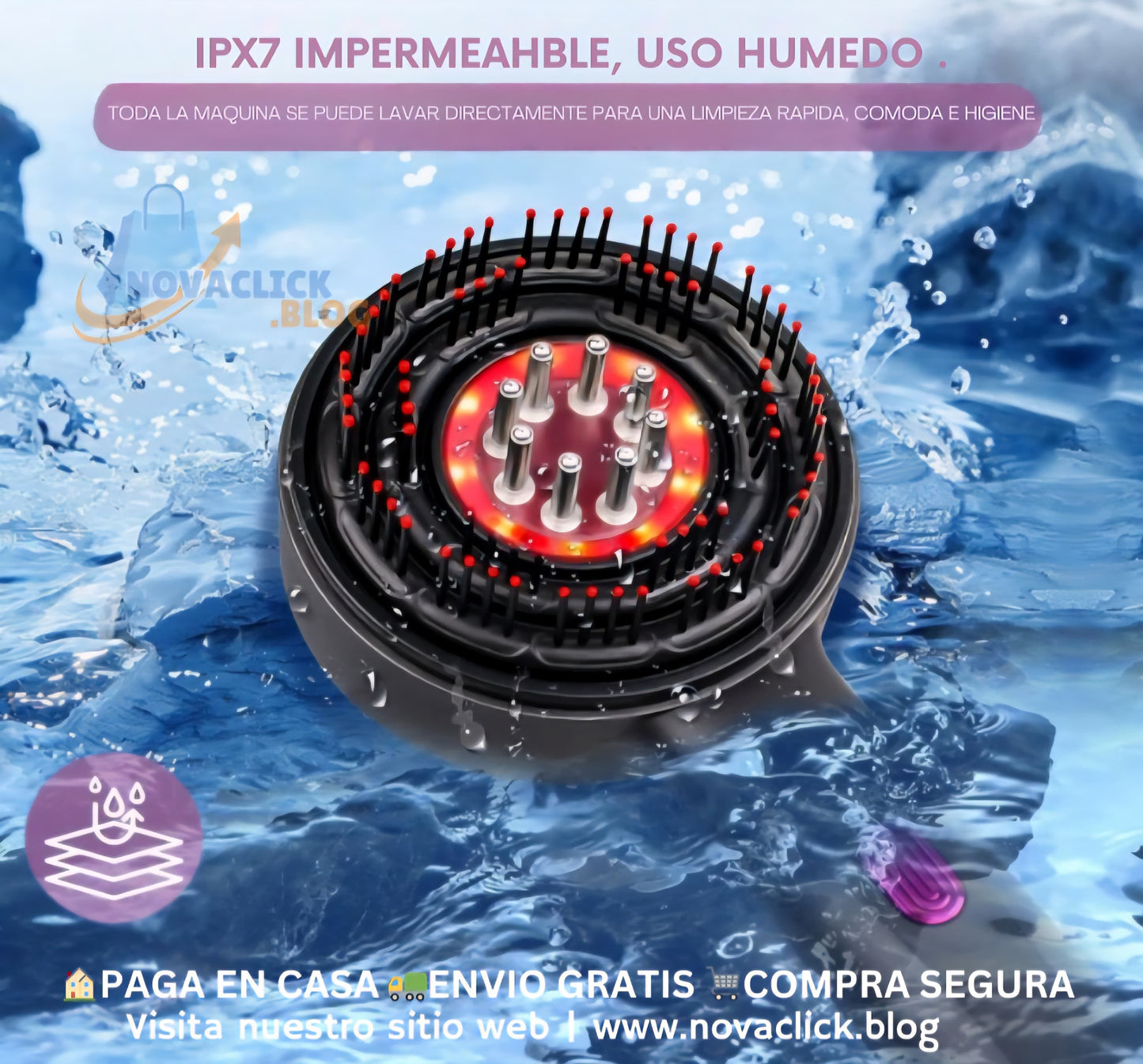 Cepillo Masajeador Capilar Con Luz LED