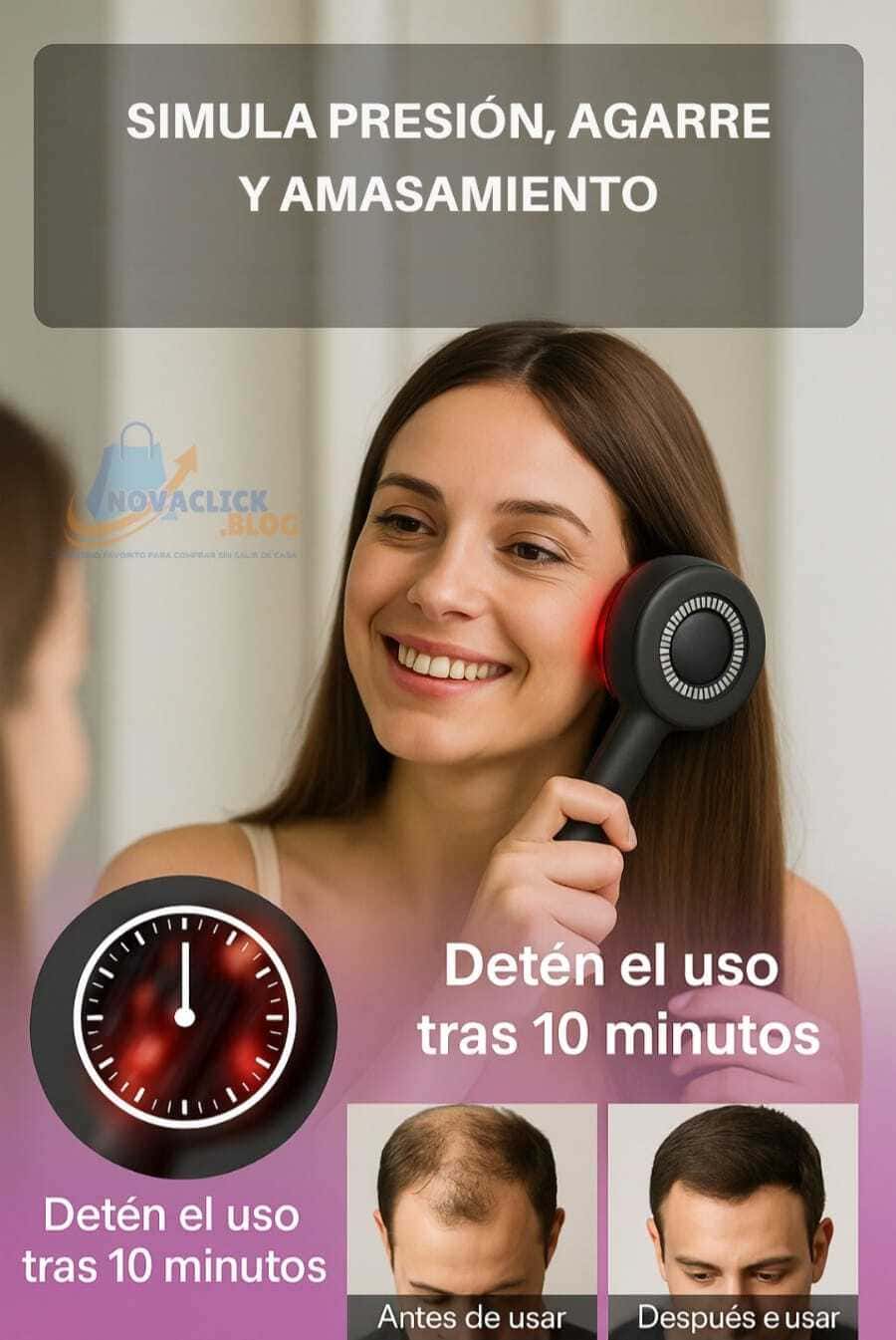 Cepillo Masajeador Capilar Con Luz LED